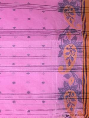 Pink Woven Cotton Paisley Handloom-Sarees Without Blouse Piece 4