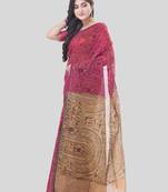 Red woven cotton warli handloom-sarees with blouse piece