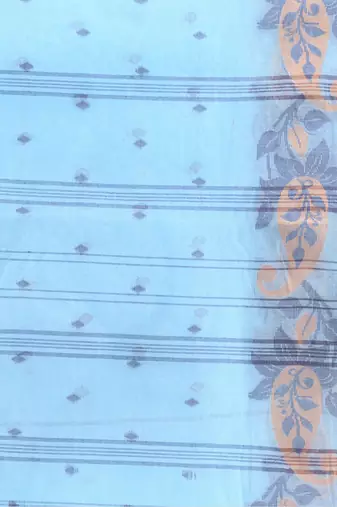 Blue Woven Cotton Paisley Handloom-Sarees Without Blouse Piece