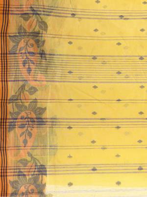 Yellow Woven Cotton Paisley Handloom-Sarees Without Blouse Piece 4