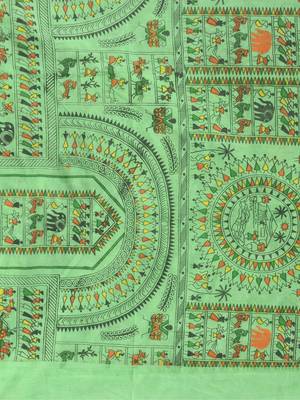 White woven cotton warli handloom-sarees with blouse piece 4