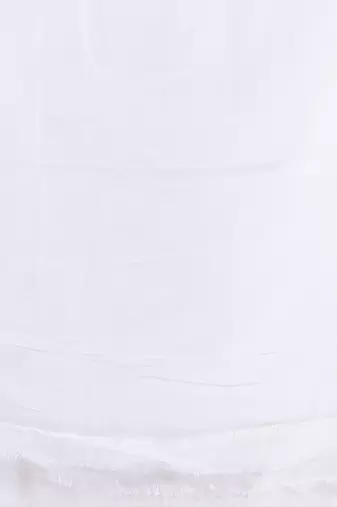 White Woven Cotton Solid Handloom-Sarees Without Blouse Piece