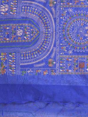 White woven cotton warli handloom-sarees with blouse piece 4