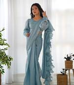 Jimmy Choo Fabric Prewrapped Reay To Wear Saree With Full Stitched Blouse