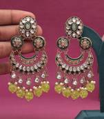 Parrot green color kundan earrings
