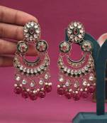 Magenta color kundan earrings