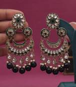 Black color kundan earrings