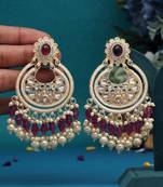 Magenta color kundan earrings