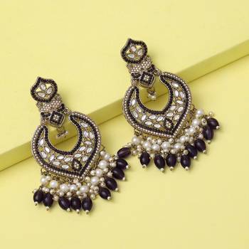 Purple color kundan earrings 2