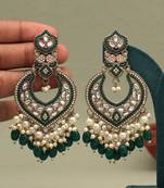Green color kundan earrings