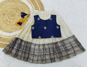 Baby Girl's Readymade South Indian Blue Pattu Pavadai Lehenga Choli For Kid's 1