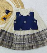 Baby Girl's Readymade South Indian Blue Pattu Pavadai Lehenga Choli For Kid's