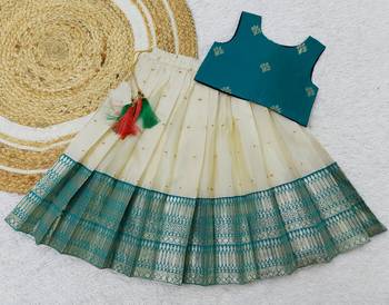 Baby Girl's Readymade South Indian Rama Pattu Pavadai Lehenga Choli For Kid's 2