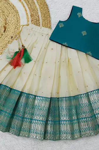 Baby Girl's Readymade South Indian Rama Pattu Pavadai Lehenga Choli For Kid's