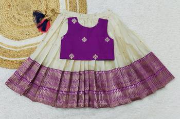 Baby Girl's Readymade South Indian Ringani Pattu Pavadai Lehenga Choli For Kid's 1