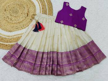 Baby Girl's Readymade South Indian Ringani Pattu Pavadai Lehenga Choli For Kid's 2