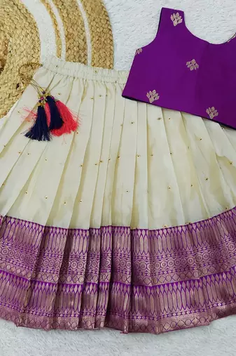 Baby Girl's Readymade South Indian Ringani Pattu Pavadai Lehenga Choli For Kid's