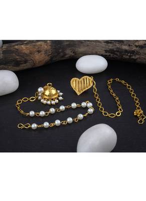 Handmade combo couple pair gold heart & jhumki charm unisex bracelet set for bhaiya bhabhi 3