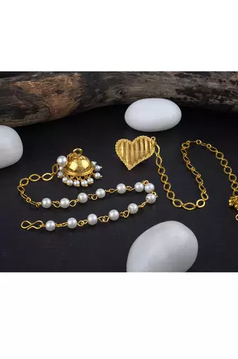 Handmade combo couple pair gold heart & jhumki charm unisex bracelet set for bhaiya bhabhi