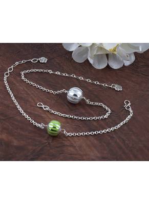 Handmade combo of 2 beaded rakhis green white with silver chain for brother bhaiya 2