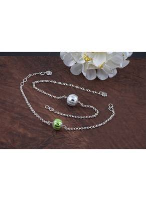 Handmade combo of 2 beaded rakhis green white with silver chain for brother bhaiya 3