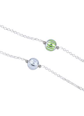 Handmade combo of 2 beaded rakhis green white with silver chain for brother bhaiya 4