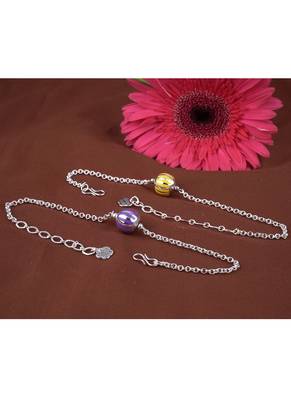 Handmade combo of 2 beaded rakhis yellow purple with silver chain for brother bhaiya 3