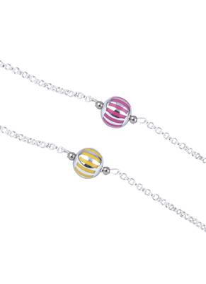 Handmade combo of 2 beaded rakhis yellow purple with silver chain for brother bhaiya 4