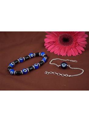 Handmade rakhi combo couple pair blue evil eye bracelets unisex silver plated for bhaiya bhabhi 4