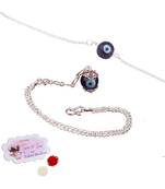 Handmade rakhi combo couple pair silver plated blue evil eye unisex rakhi bracelets for bhaiya bhabhi