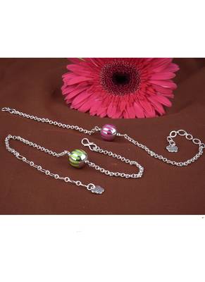 Handmade combo of 2 beaded rakhis pink & green with silver chain for brother 4