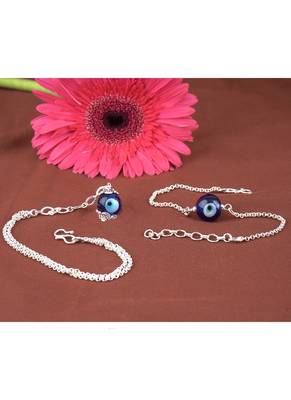 Handmade rakhi combo couple pair silver plated blue evil eye unisex rakhi bracelets for bhaiya bhabhi 3