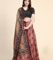 Maroon Semi-Stitcehd Lehenga Choli Set With Dupatta