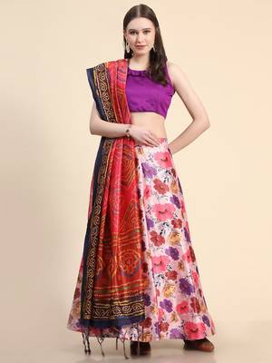 Purple Semi-Stitched Lehenga Choli Set With Dupatta 1