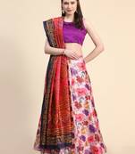 Purple Semi-Stitched Lehenga Choli Set With Dupatta