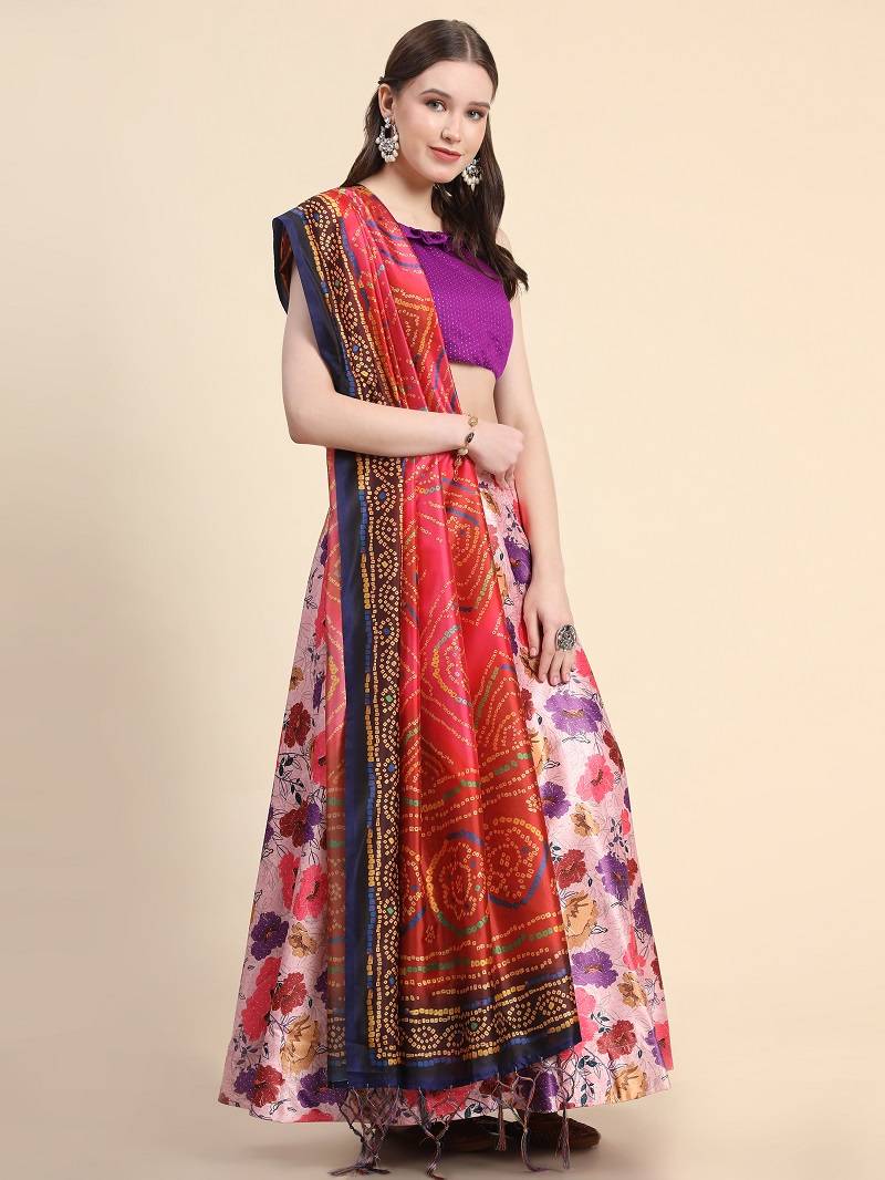 Purple Semi-Stitched Lehenga Choli Set With Dupatta