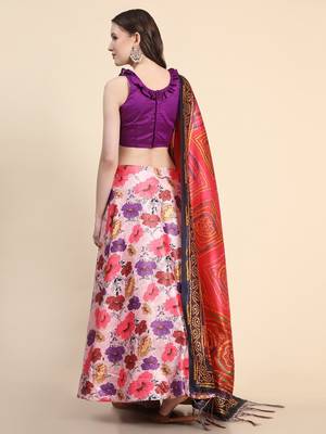 Purple Semi-Stitched Lehenga Choli Set With Dupatta 4