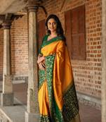 YELLOW GREEN COLOR SILK SAREES WITH BLOUSE
