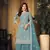 Teal embroidered net semi stitched Palazzo suit