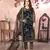 Navy blue embroidered net semi stitched salwar suit