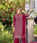 Rani pink embroidered glory silk semi stitched Palazzo suit
