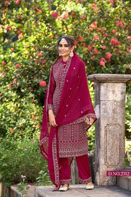 Rani pink embroidered glory silk Palazzo suit 2