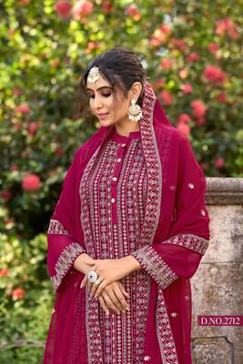 Rani pink embroidered glory silk Palazzo suit 3