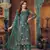 Teal embroidered net semi stitched salwar suit