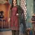 Maroon embroidered net semi stitched salwar suit