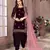 Purple embroidered velvet semi stitched patiyala suit
