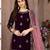 Purple embroidered velvet patiyala suit