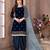 Navy blue embroidered velvet patiyala suit