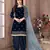 Navy blue embroidered velvet patiyala suit