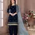 Navy blue embroidered velvet semi stitched patiyala suit